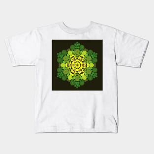 Dot Mandala Flower Green and Yellow Kids T-Shirt